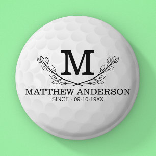 Personalized Golf Ball Pattern Name Monogram Age 6 Cm Round Badge