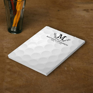 Personalized Golf Ball Pattern Name Monogram Age Notepad