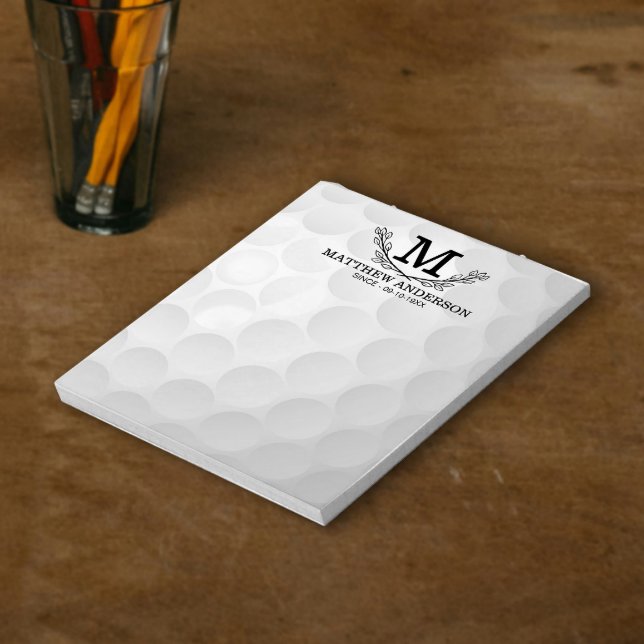 Personalized Golf Ball Pattern Name Monogram Age Notepad (Creator Uploaded)