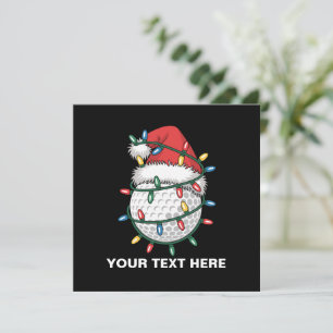 Personalized Golf Ball Santa Hat Christmas Lights Invitation