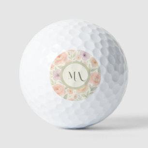Personalized Golf Balls with Pastel Floral Design