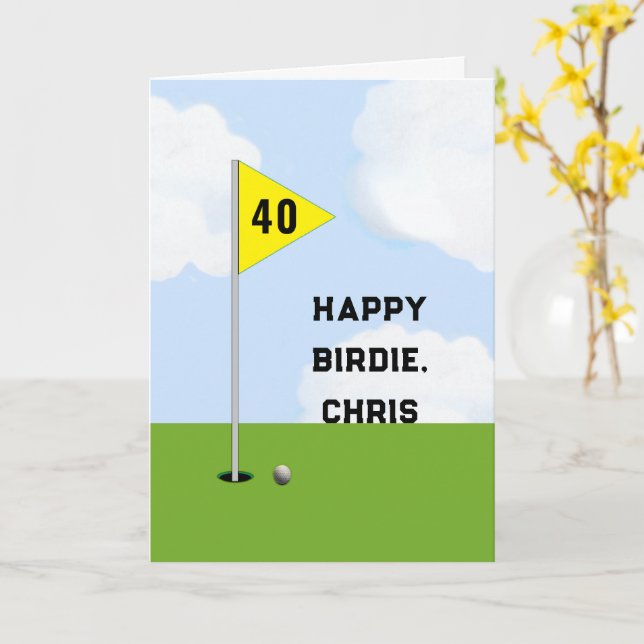 Personalized Golf Birthday Card (Yellow Flower)
