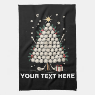 Personalized Golf Christmas Tree Equipment Family Tea Towel