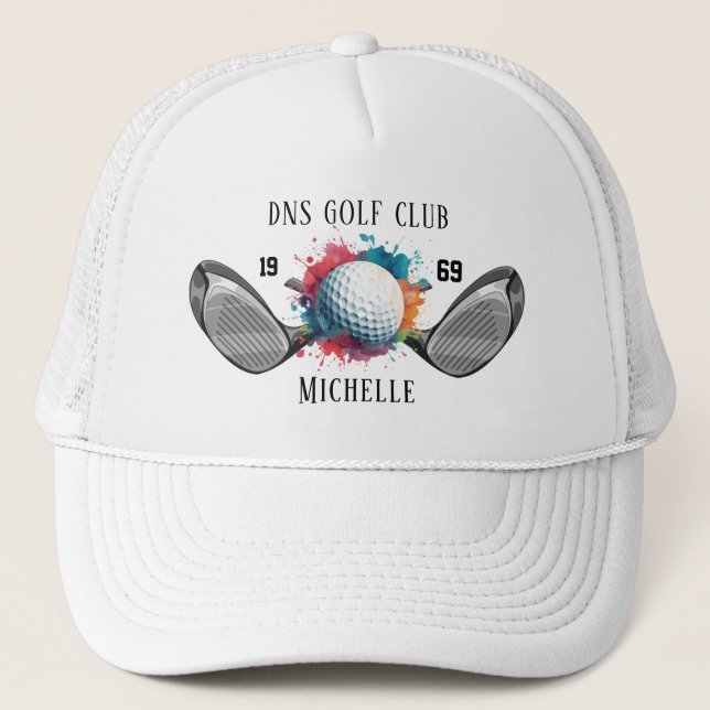 Personalized Golf Club Name Classic Trucker Hat (Front)