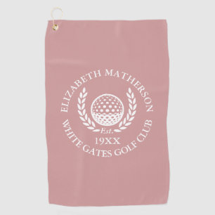 Personalized Golf Club Name Dusty Rose Pink Golf Towel