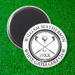 Personalized Golf Club Name Golf Retro Stamp Magnet<br><div class="desc">Featuring classic crossed golf clubs,  golf ball design,  and aged stamp effect border,  these golf magnets are ideal for all golf clubs and club members. Personalize with the name of the club member,  golf club name and the year the golf club was established. Designed by Thisisnotme©</div>