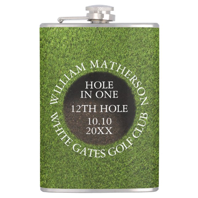 Personalized Golf Hole in One Award Hip Flask (Front)