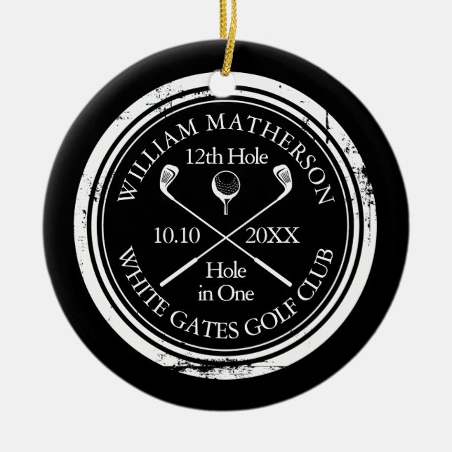 Personalized Golf Hole in One Keepsake Ceramic Tree Decoration (Front)