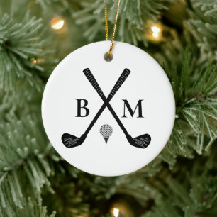 Personalized Golfer Classic Golf Club Monogram Ceramic Tree Decoration