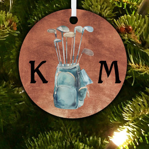 Personalized Golfer Monogram Modern Casual Metal Tree Decoration