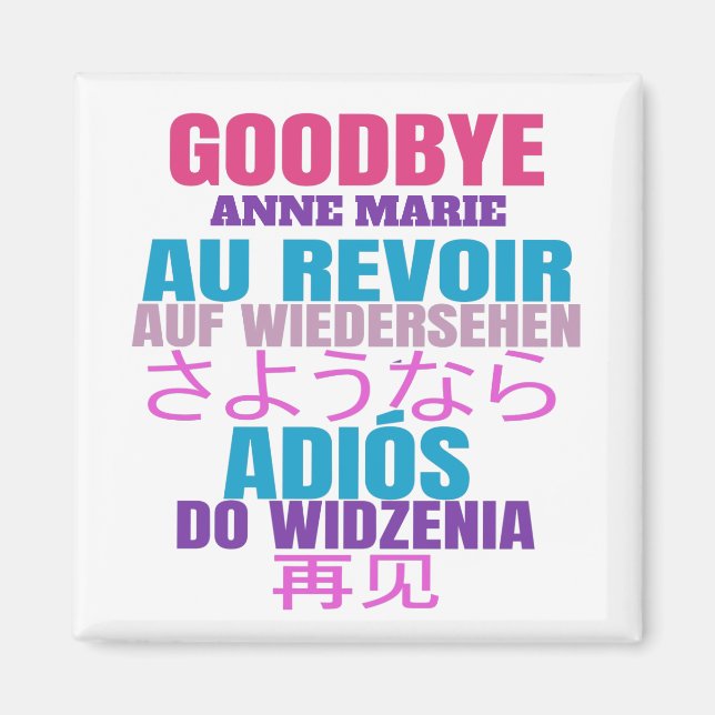 Personalized Goodbye Leaving Au Revoir Typography  Magnet (Front)