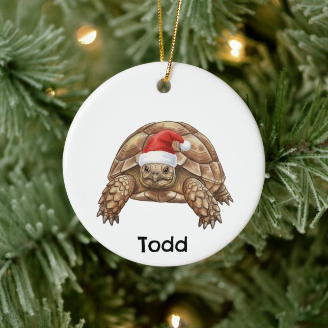Personalized Gopher Tortoise with Santa Hat  Ceramic Tree Decoration (Tree)