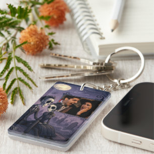 Personalized Gothic Halloween Photo Key Ring