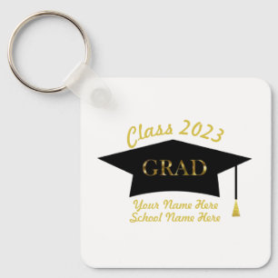 Personalized Grad Hat & Custom Text Class 2023 Key Ring