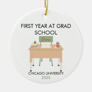 Personalized Grad School Ornament, First Year  Ceramic Tree Decoration