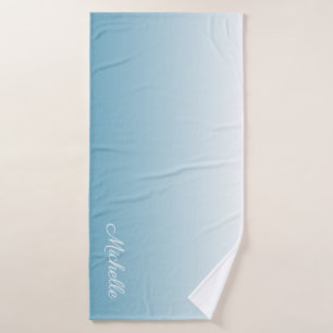 Personalized gradient ombre angel blue bath towel
