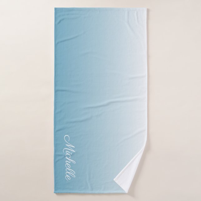 Personalized gradient ombre angel blue bath towel (Bath Towel)