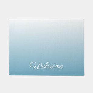 Personalized gradient ombre angel blue doormat