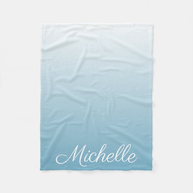 Personalized gradient ombre angel blue fleece blanket (Front)