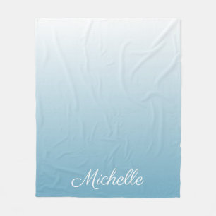 Personalized gradient ombre angel blue fleece blanket