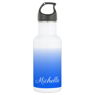 Personalized gradient ombre electric blue 532 ml water bottle