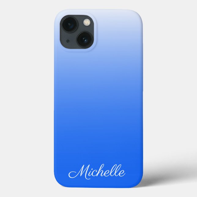 Personalized gradient ombre electric blue Case-Mat Case-Mate iPhone Case (Back)