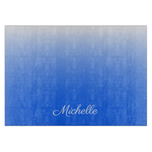 Personalized gradient ombre electric blue cutting board
