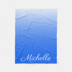 Personalized gradient ombre electric blue fleece blanket