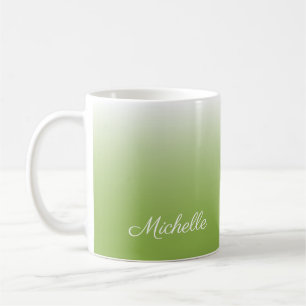 Personalized gradient ombre greenery green coffee mug