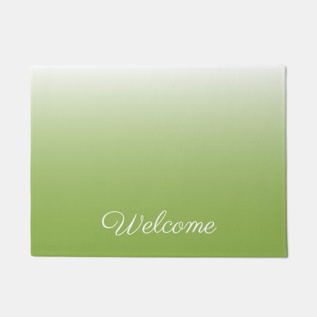Personalized gradient ombre greenery green doormat (Front)