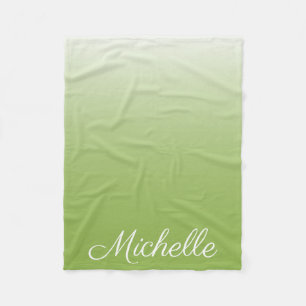Personalized gradient ombre greenery green fleece blanket