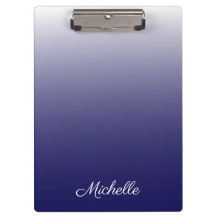 Personalized gradient ombre navy blue clipboard
