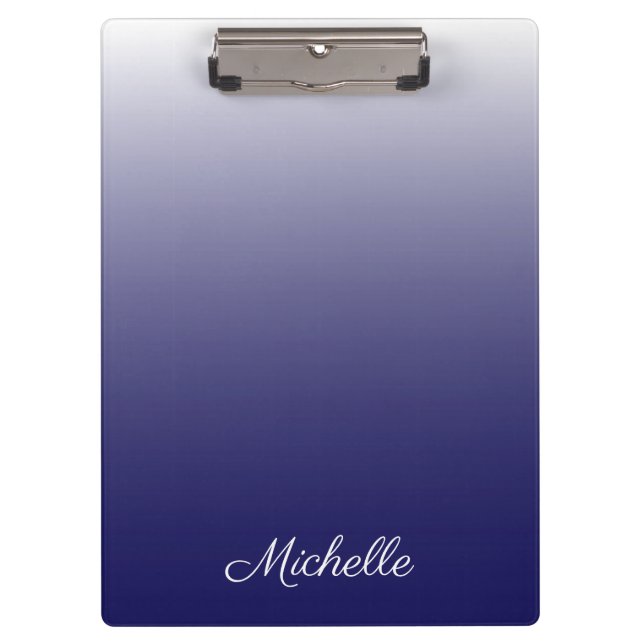 Personalized gradient ombre navy blue clipboard (Front)