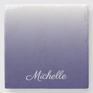 Personalized gradient ombre navy blue stone coaster