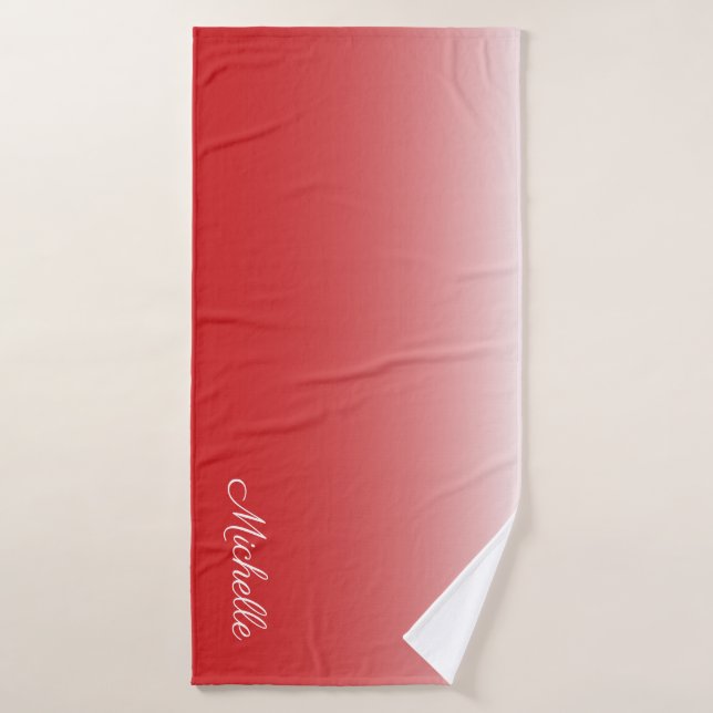 Personalized gradient ombre red bath towel (Bath Towel)