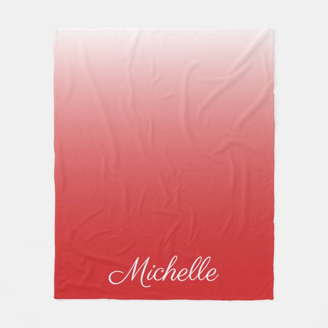Personalized gradient ombre red fleece blanket (Front)