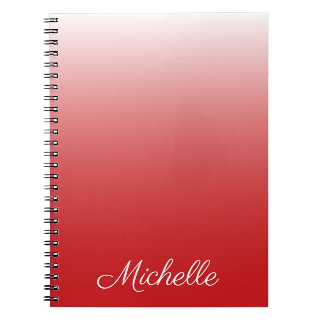 Personalized gradient ombre red notebook (Front)