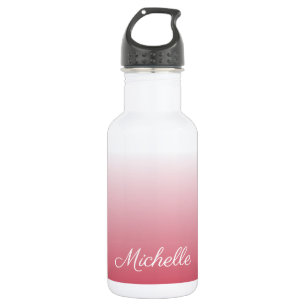 Personalized gradient ombre salmon pink 532 ml water bottle