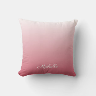 Personalized gradient ombre salmon pink cushion