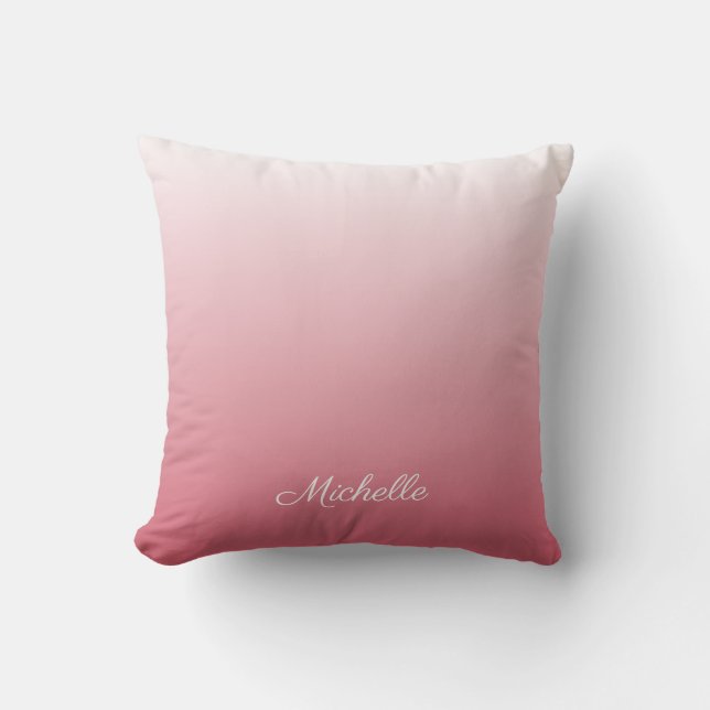 Personalized gradient ombre salmon pink cushion (Front)