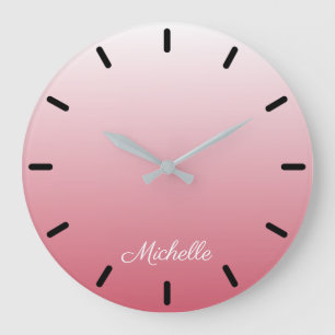 Personalized gradient ombre salmon pink large clock