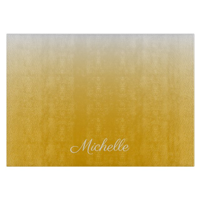 Personalized gradient ombre yellow cutting board (Front)