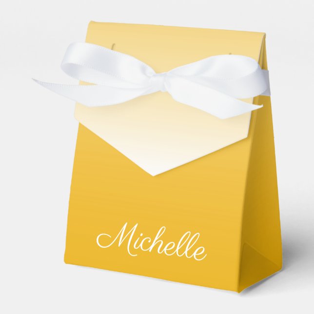 Personalized gradient ombre yellow favour box (Front Side)