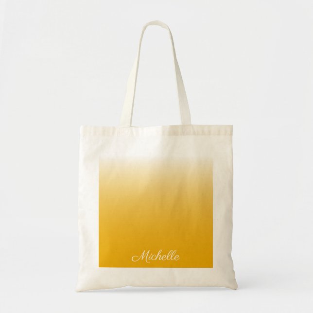 Personalized gradient ombre yellow tote bag (Front)