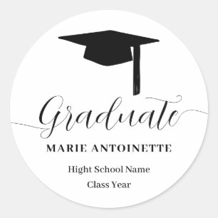 Personalized Graduate Cap and Tassel Graduation  Classic Round Sticker