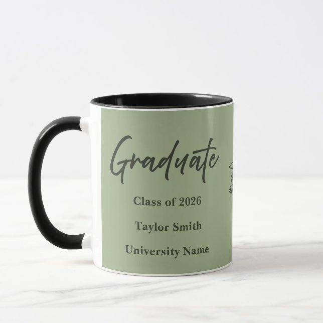 Personalized Graduate Mug – Elegant Script Style (Left)