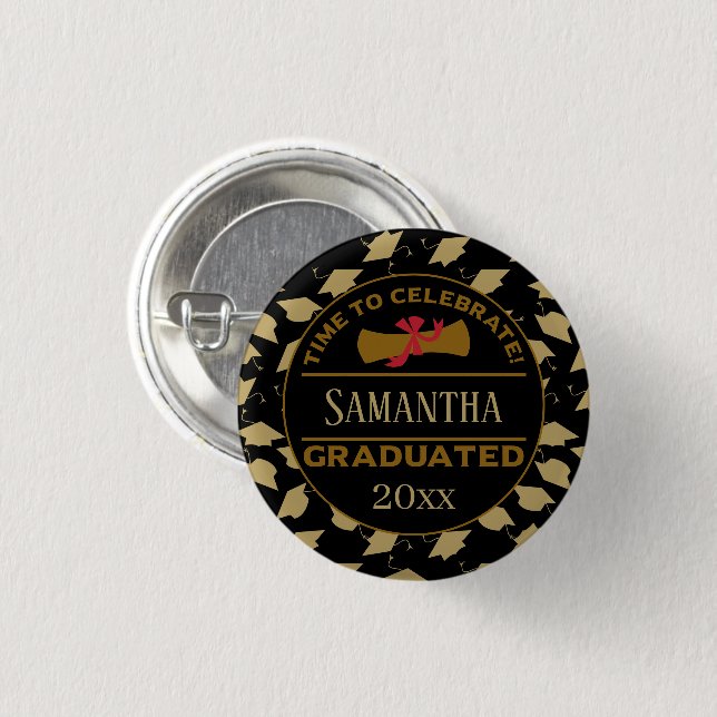 Personalized Graduation Gift | Time To Celebrate 3 Cm Round Badge (Front & Back)