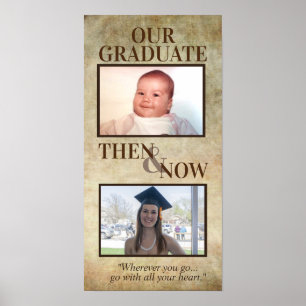 Personalized Graduation Gifts, Then and Now Photo Poster