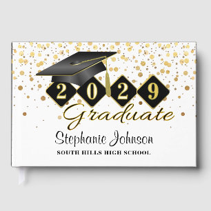Personalized Graduation Party Black & Gold Guest Book
