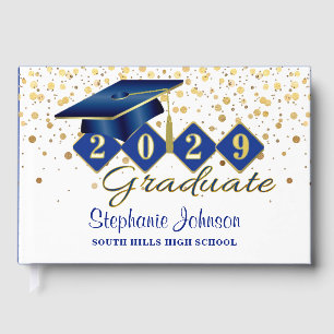 Personalized Graduation Party Blue & Gold Guest Book